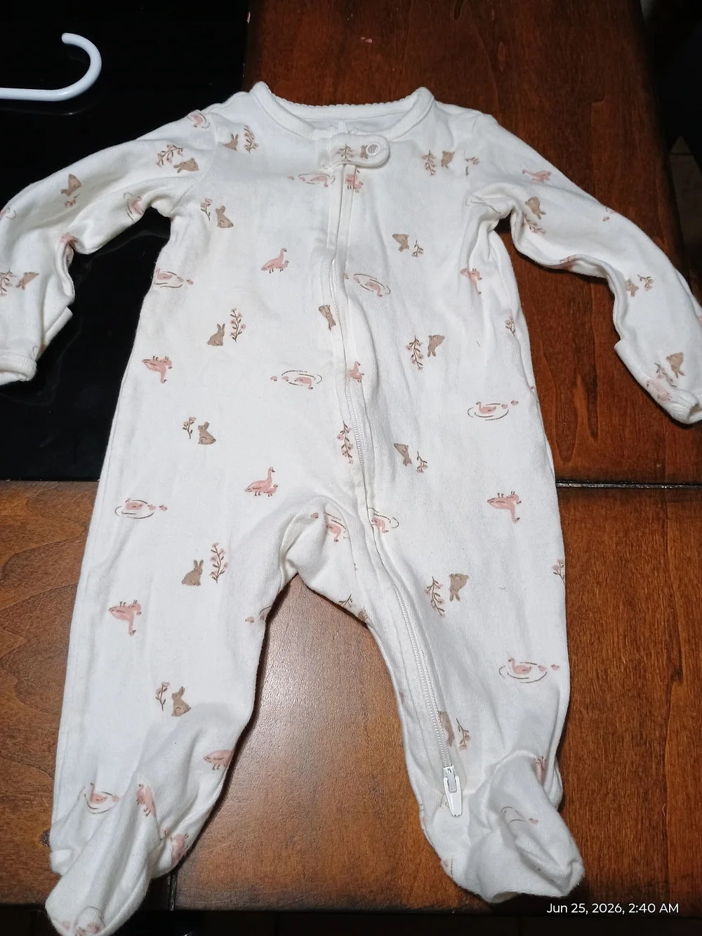 Carter's Pink Bunny Footed One-Piece And Animal Footed One Piece.